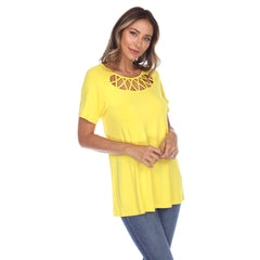 Women's Crisscross Cutout Short Sleeve Top