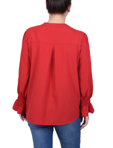Long Sleeve Y Neck Blouse