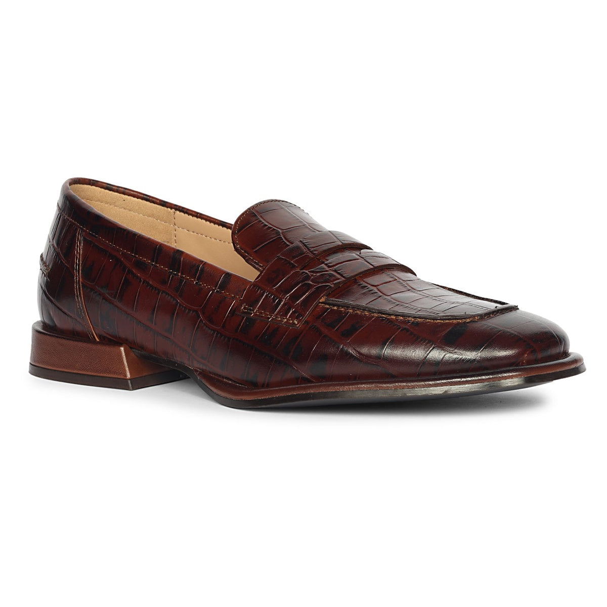  Saint G Carla Croco - Heel Loafers - Chocolate - Bonton