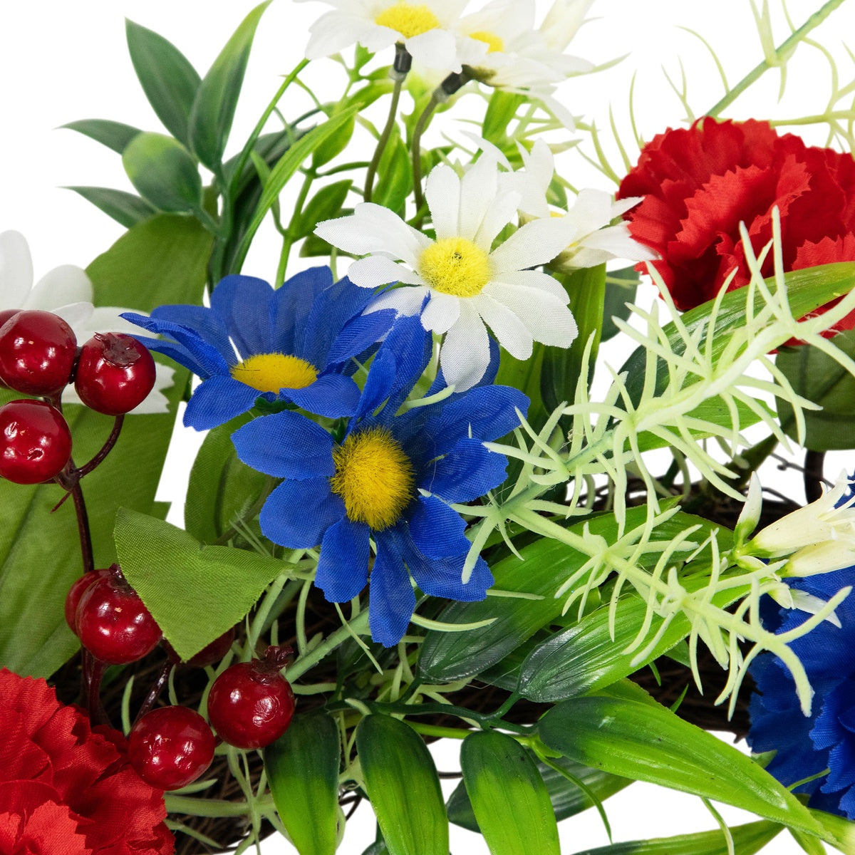  Northlight Carnations and Daisies Patriotic Wreath - 20