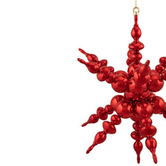 Shiny 3D Sunburst Snowflake Commercial Christmas Ornament - 24" - Red