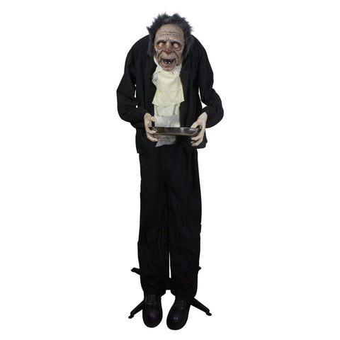 Lighted and Animated Scary Butler Standing Halloween Decoration - 5'