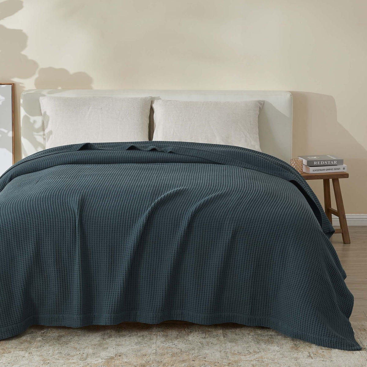  Patina Vie Maison Patina Vie Maison 100% Cotton All-Season Waffle Weave Knit Throw Blanket - Full / Queen - Bonton