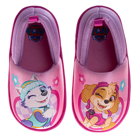 Paw Patrol Girls Slippers  Skye & Everest Plush Warm Soft Aline Comfy Lightweight House Shoes (5-10 Toddler)