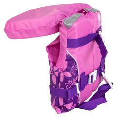 20" Pink and Purple Floral Girl Infant Life Jacket Vest With Handle - Up to 30lbs