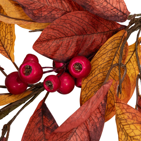 5' X 8" Berries With Orange and Red Leaves Artificial Fall Harvest Garland  Unlit