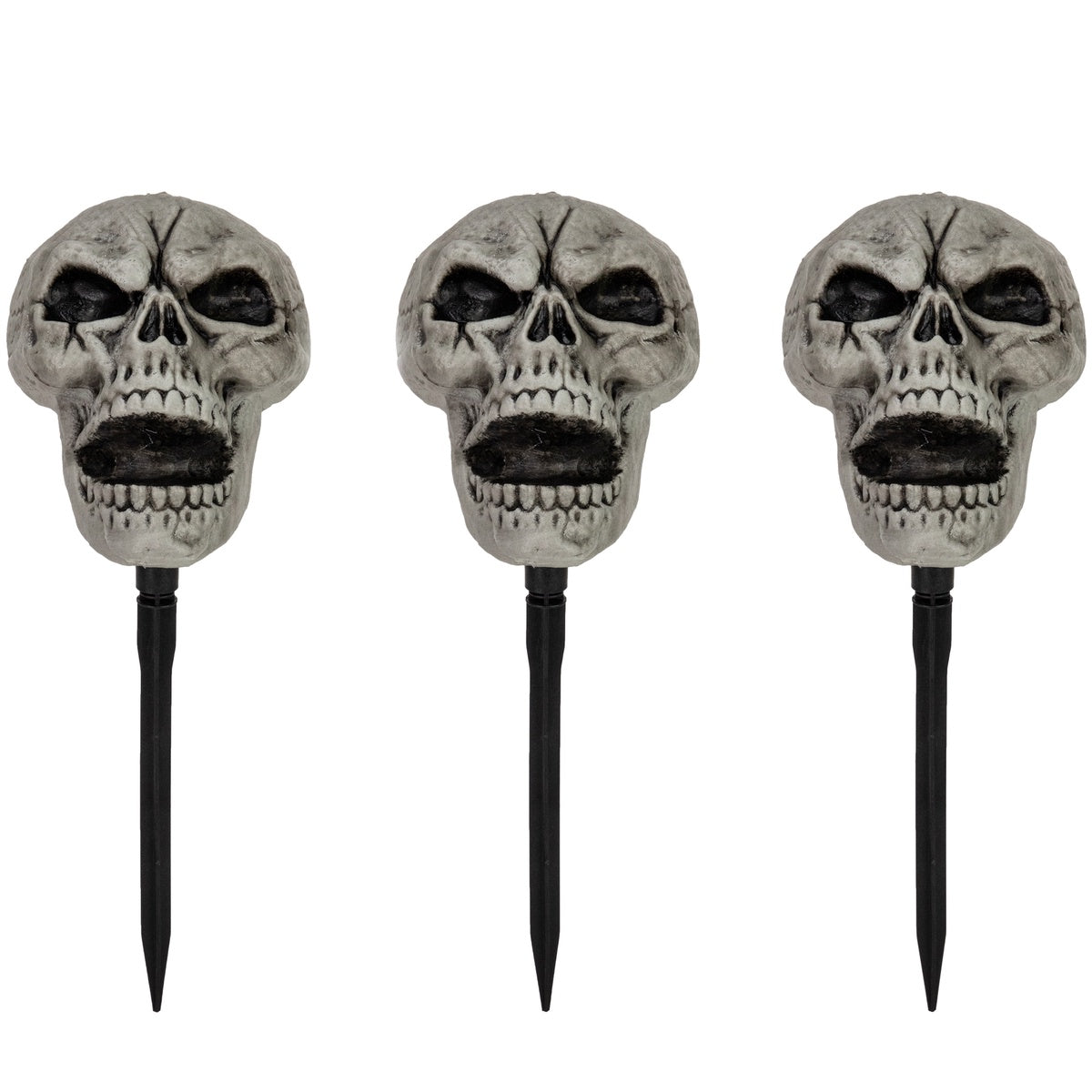  Northlight Set of 3 Skull Stakes Outdoor Yard Halloween Decorations - Default Title - Bonton