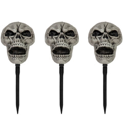 Set of 3 Skull Stakes Outdoor Yard Halloween Decorations