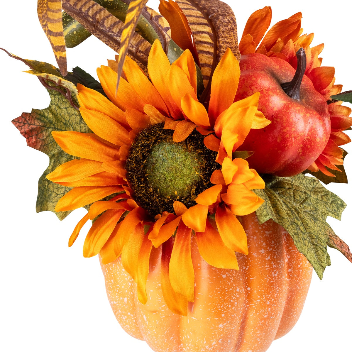  Northlight Sunflower and Mum Filled Pumpkin Thanksgiving Decoration - 14.75