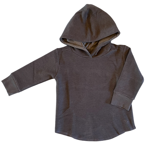 Cocoa Waffle Knit Hooded Pullover