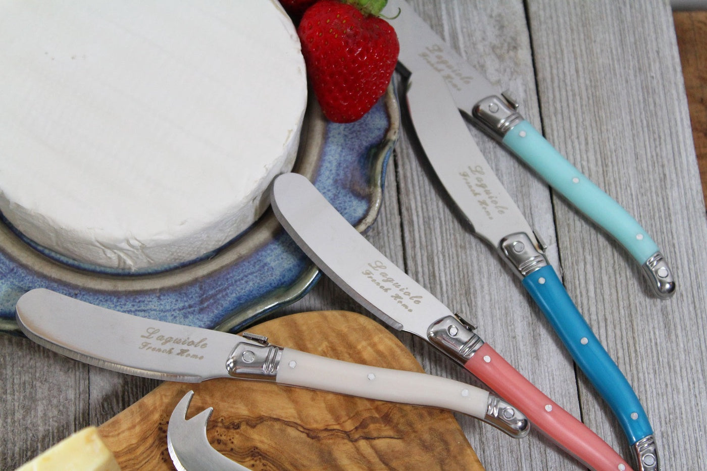  French Home 7 Piece Laguiole Cream, Coral and Turquoise Cheese Knife and Spreader Set - Default Title - Bonton