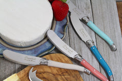 7 Piece Laguiole Cream, Coral and Turquoise Cheese Knife and Spreader Set