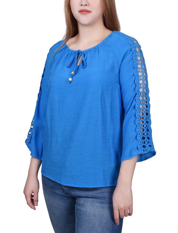 3/4 Sleeve Crochet Detail Blouse