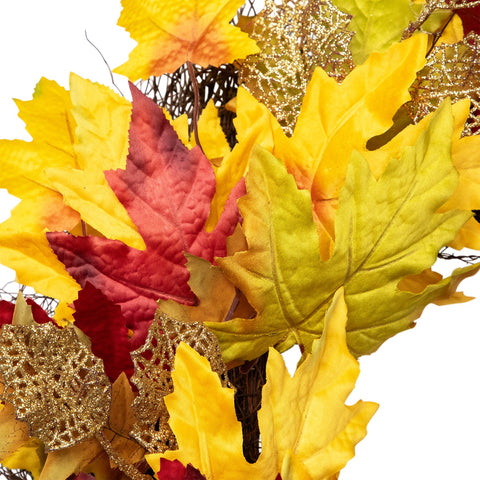 Maple Leaf Artificial Fall Harvest Wreath  22-Inch
