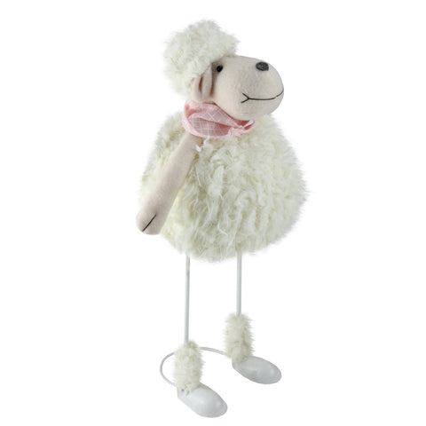 Spring Loaded Lamb With Bandanna Easter Figure - 16" - White and Pink