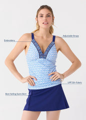 Seaside Embroidered Tankini Top