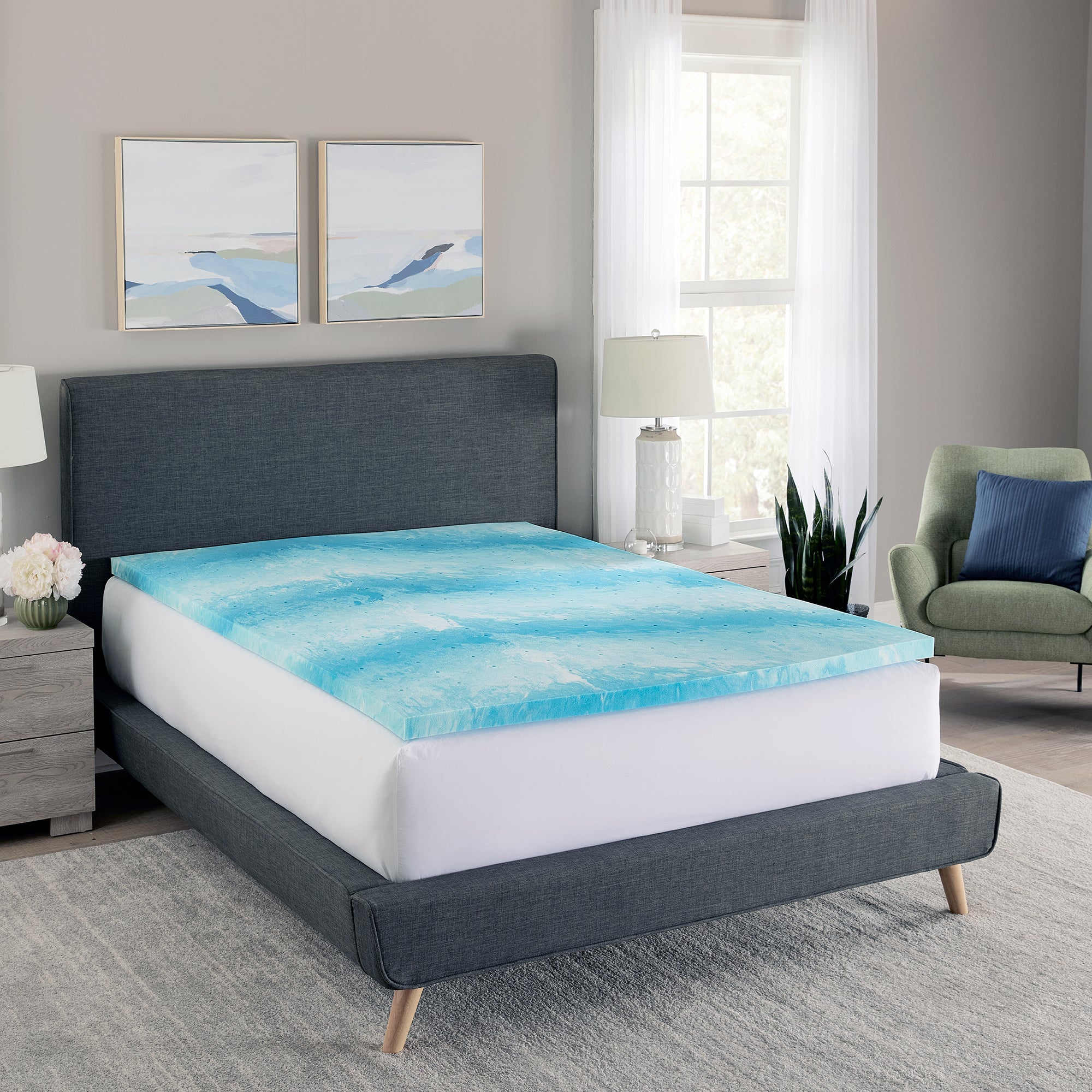  BodiPEDIC Cooling Gel Swirl Memory Foam Mattress Topper 2