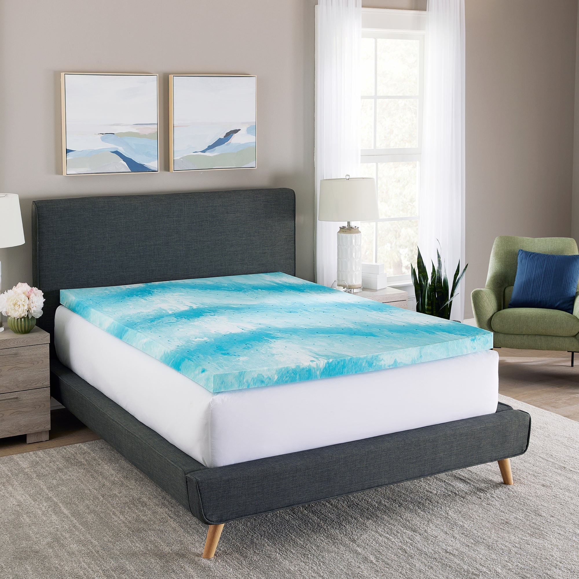  BodiPEDIC Cooling Gel Swirl Memory Foam Mattress Topper 3