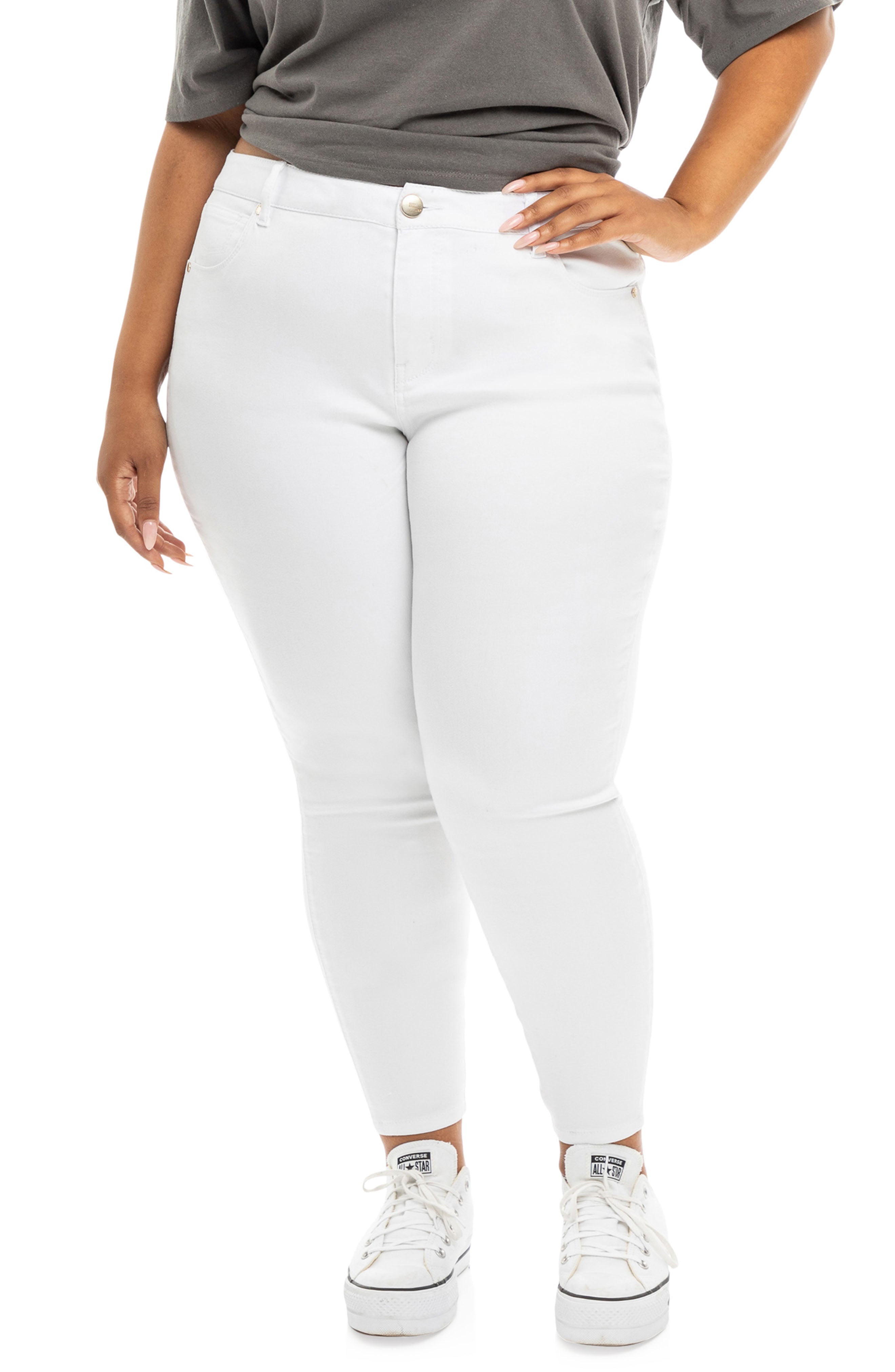  Butter High Rise Ankle Skinny Plus 28 - White - Bonton