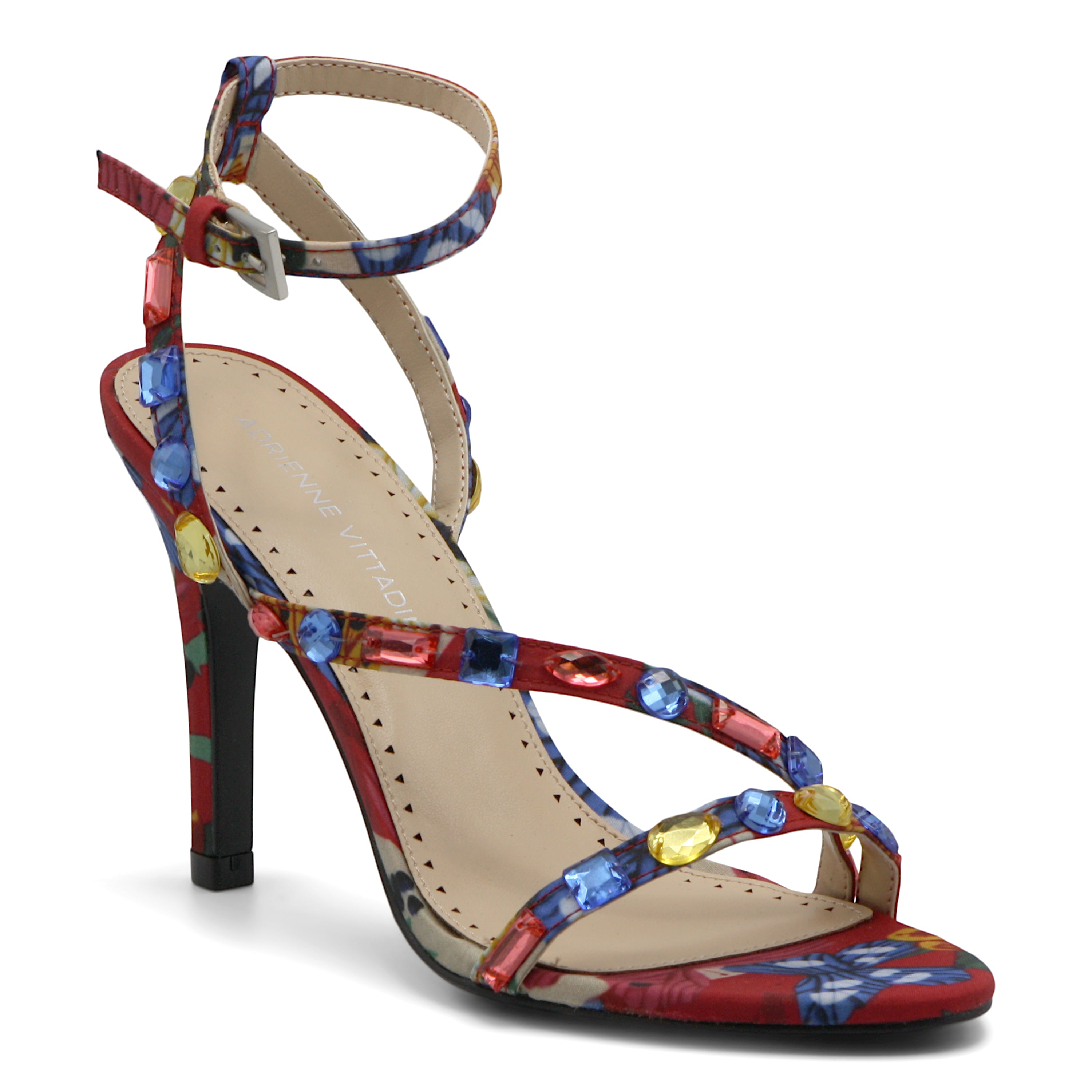  Glow-3 Strappy Jeweled Dress Sandals - Red Multi - Bonton