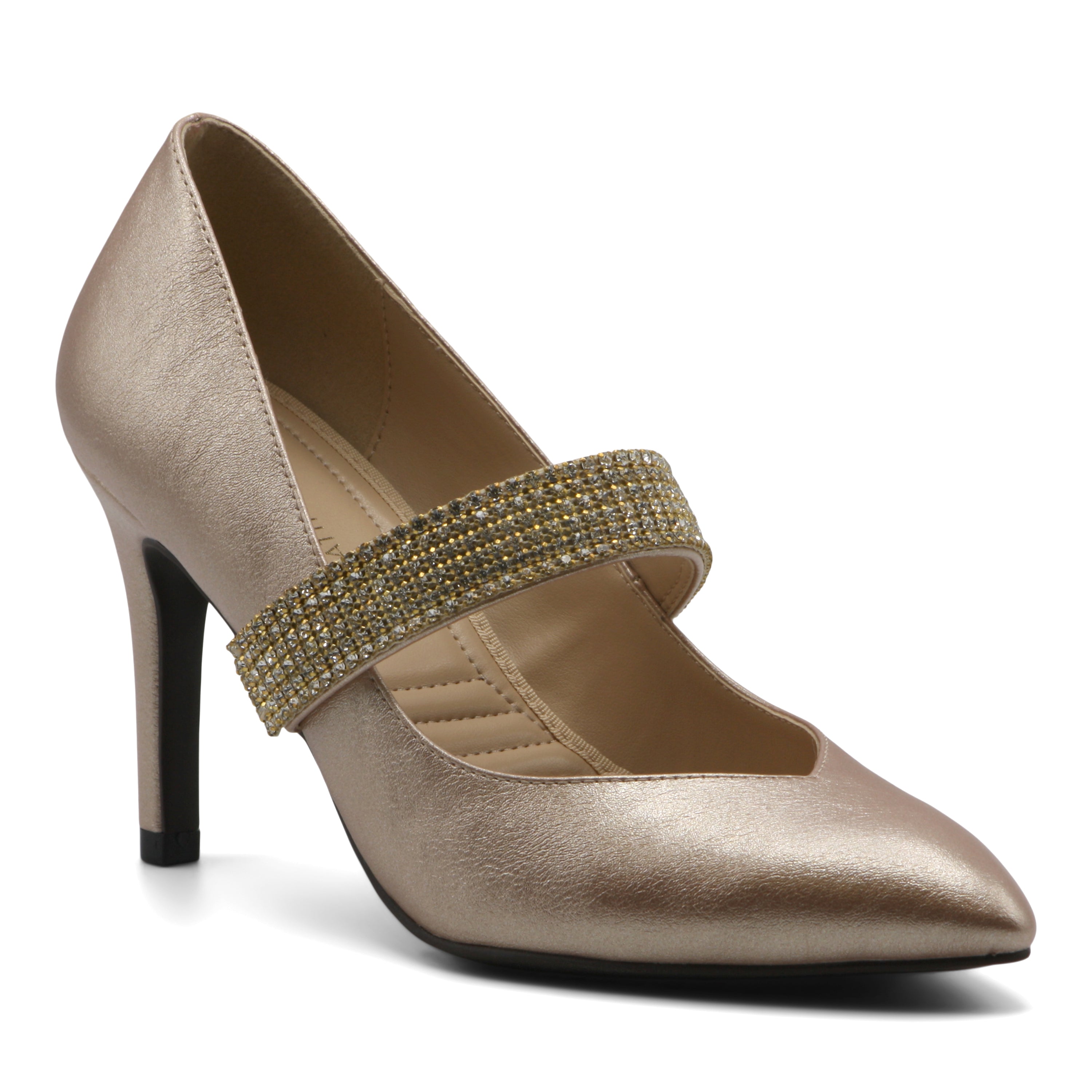  Notion Rhinestone Strap Pumps - Champagne - Bonton