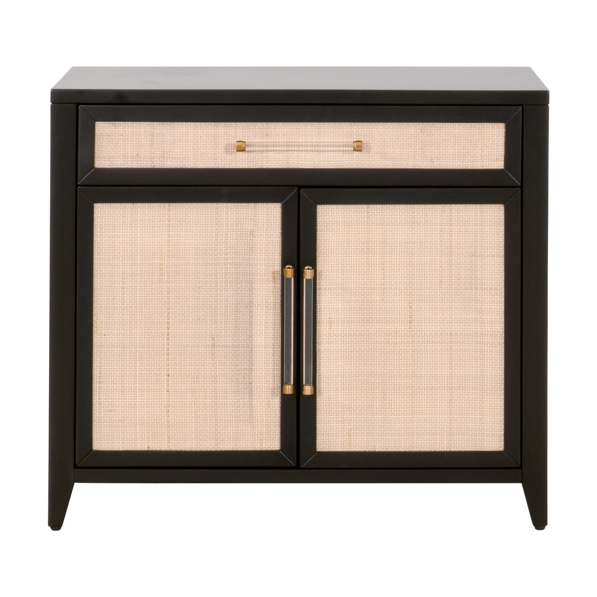  Essentials For Living Holland Media Chest - Brushed Black Natural Rattan - Bonton