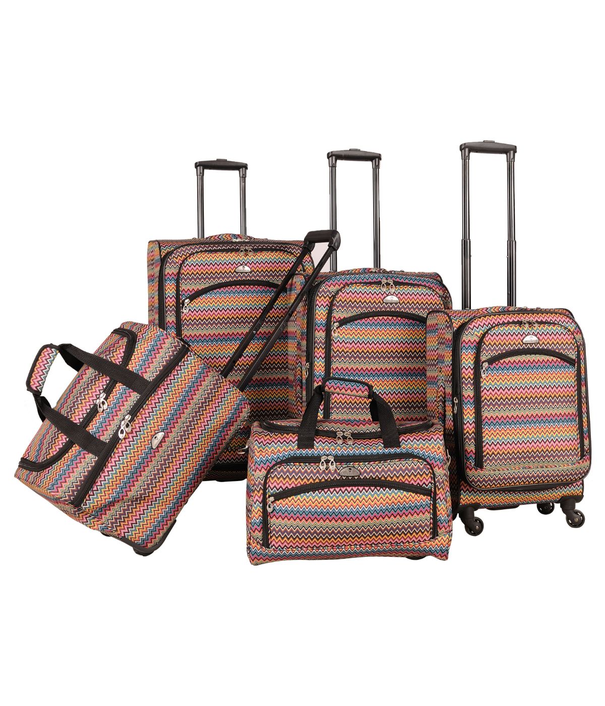  American Flyer Gold Coast 5-Piece Spinner Luggage Set - Pink - Bonton