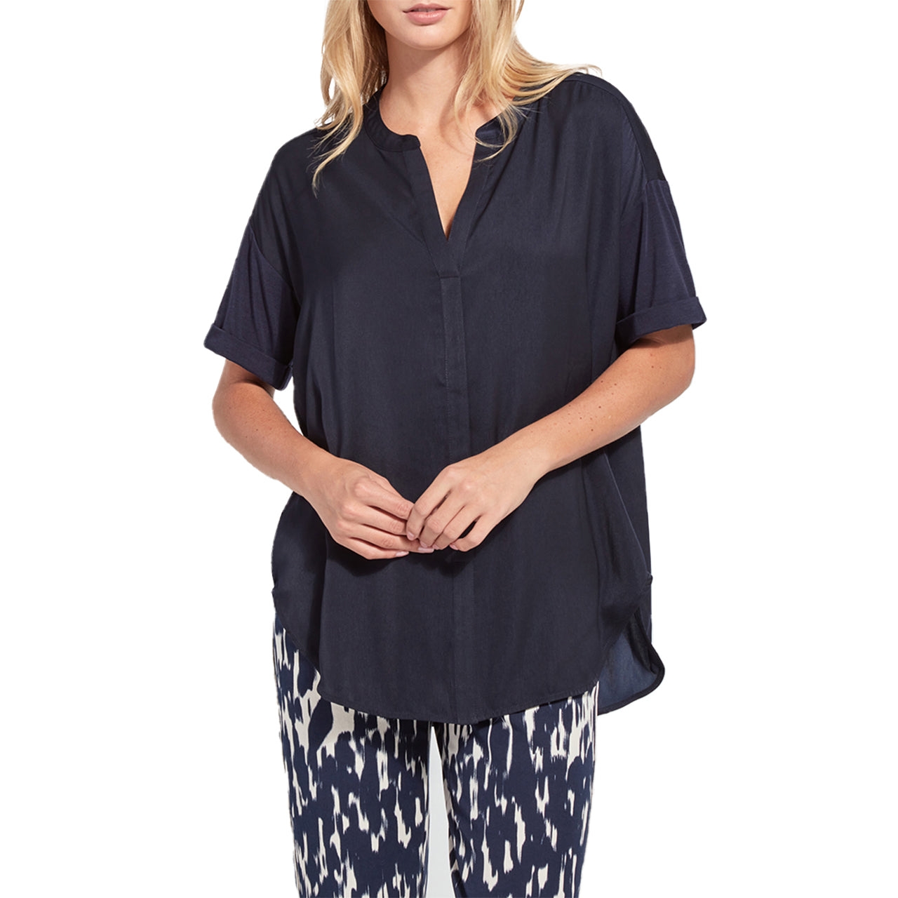  Lysse Leah Short Sleeve Top - True Navy - Bonton