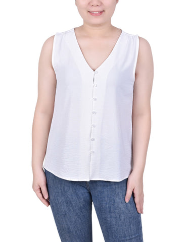 Sleeveless Button Front Blouse