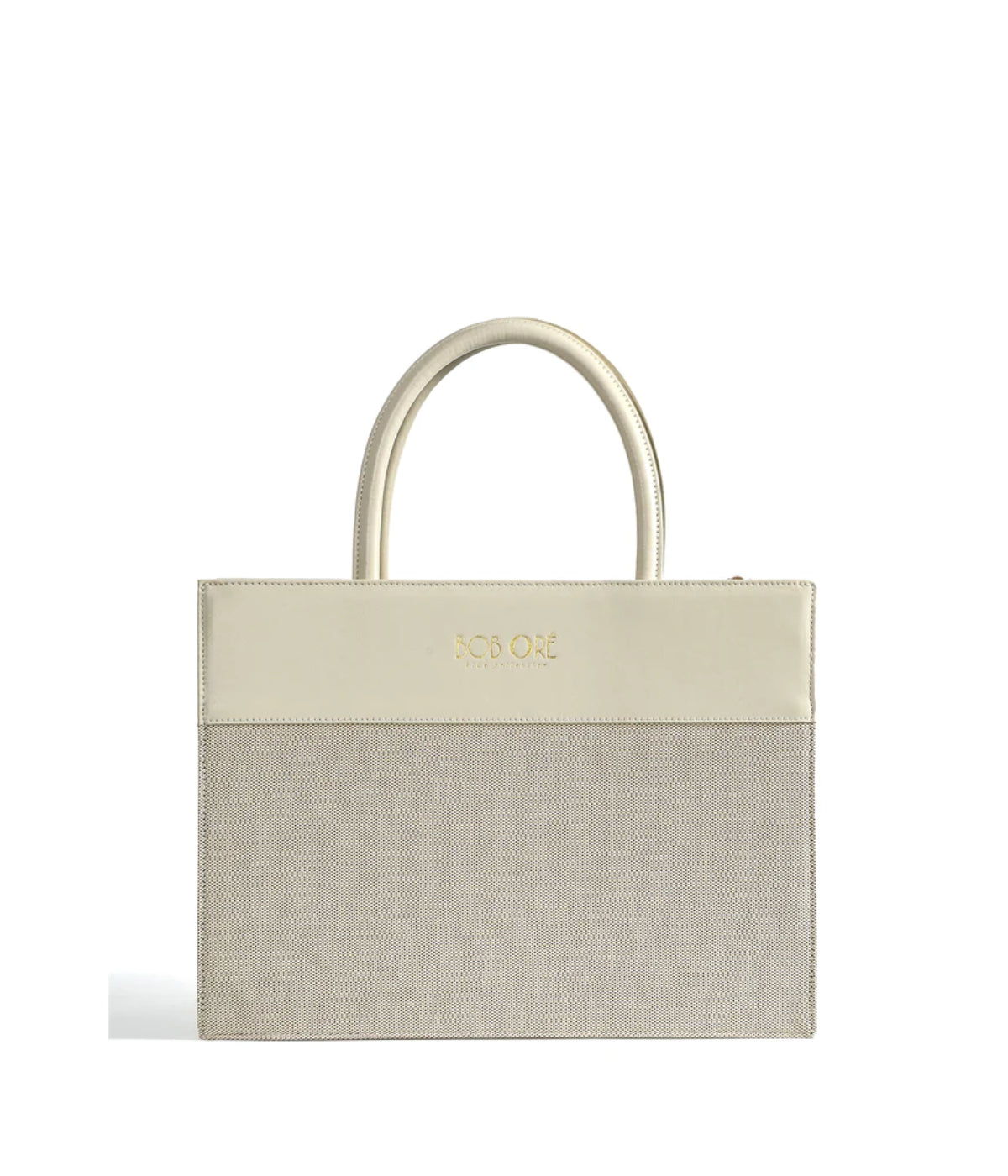  Bob Ore Victoria Tote Leather Canvas Combo Bag White - White - Bonton