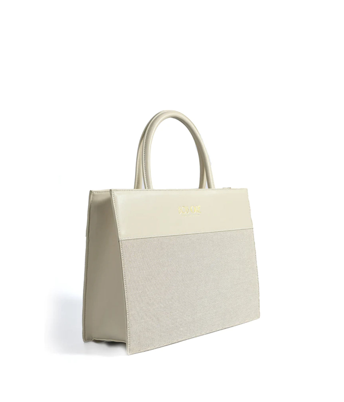  Bob Ore Victoria Tote Leather Canvas Combo Bag White - White - Bonton