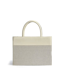 Victoria Tote Leather Canvas Combo Bag White