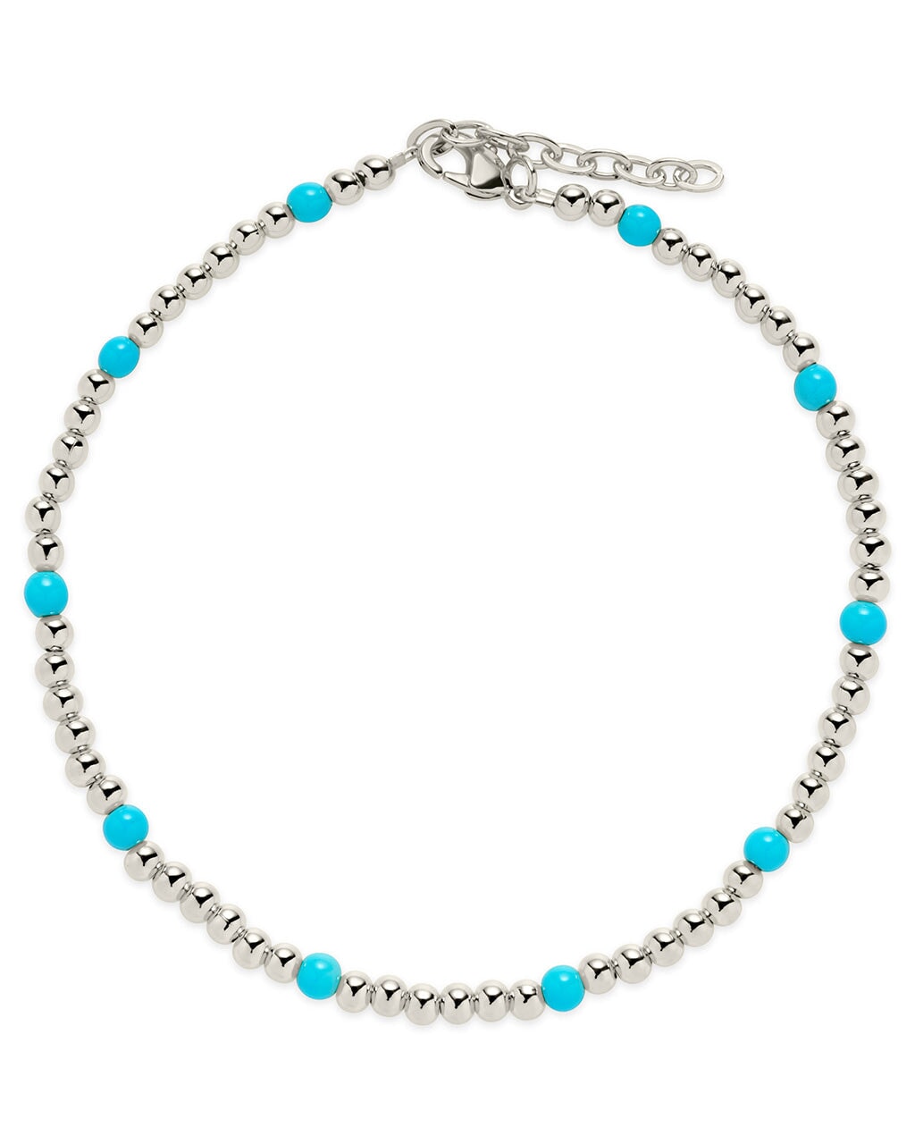  Sterling Forever Calypso Beaded Anklet - Silver - Bonton