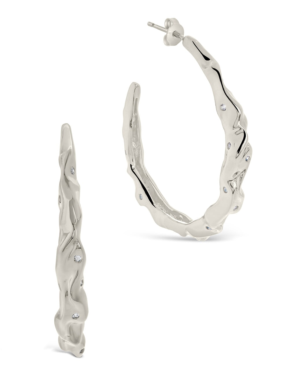  Sterling Forever Damaris Hoops - Silver - Bonton