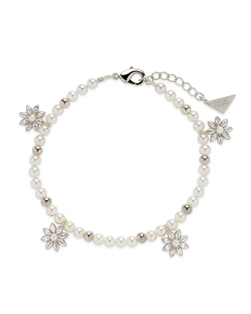  Sterling Forever Esti Pearl Bracelet - Silver - Bonton