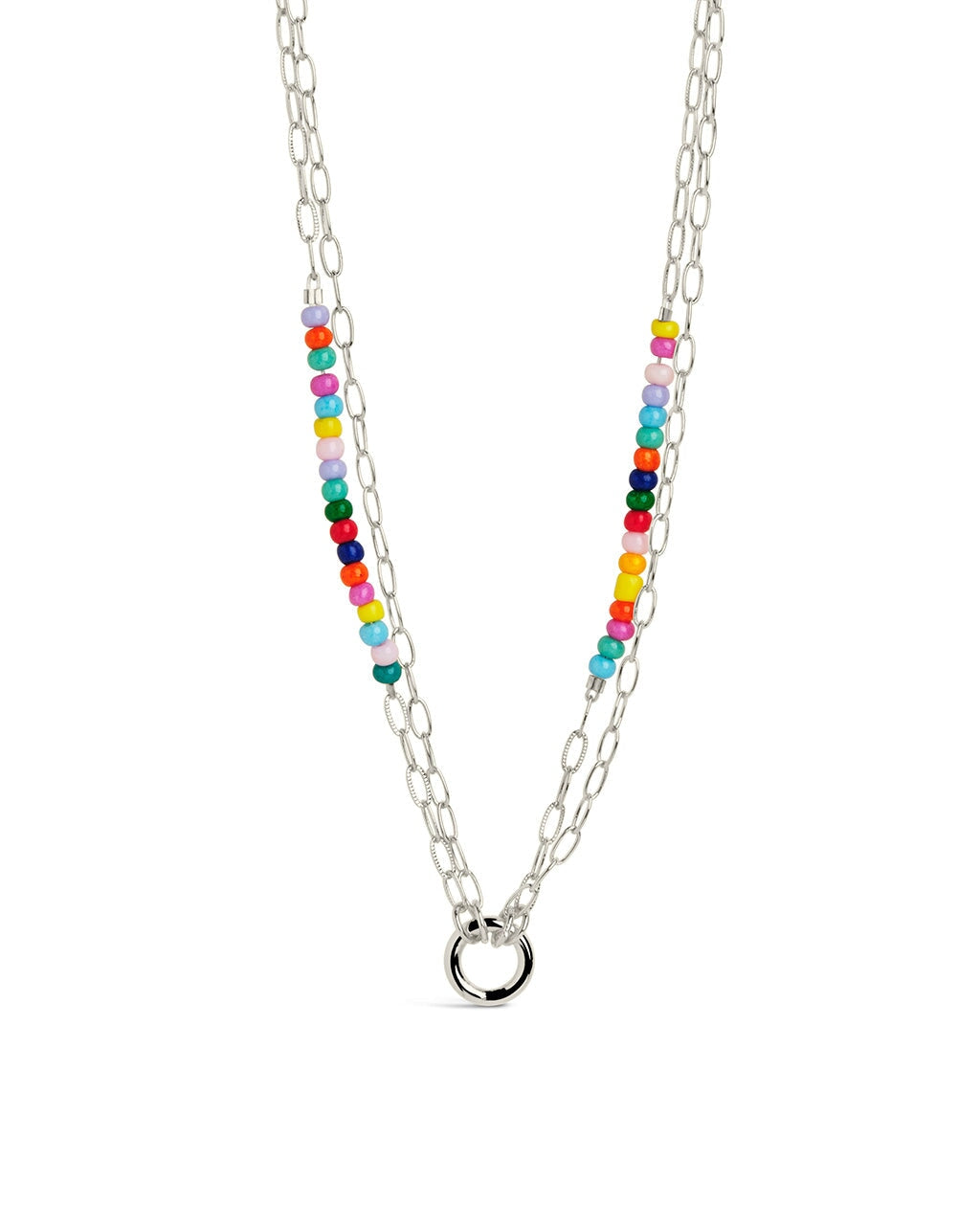  Sterling Forever Iridiana Beaded Necklace - Silver - Bonton