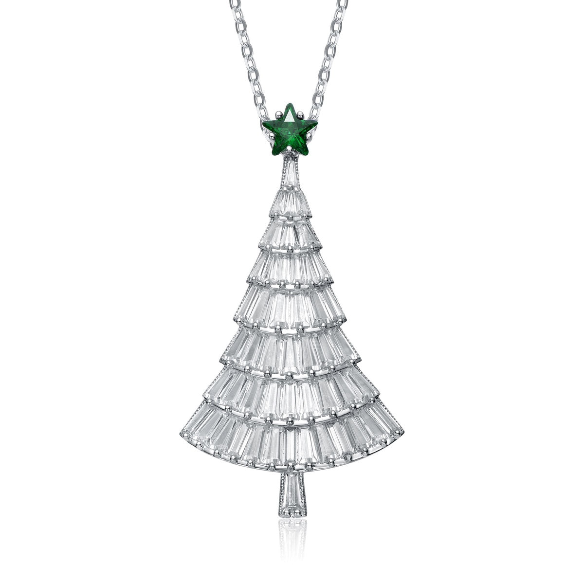  Rachel Glauber Christmas Tree Cubic Zirconia White and Emerald Green Pendant/Brooch - Default Title - Bonton