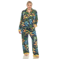 Plus Size Two Piece Wildflower Print Pajama Set