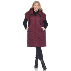 Plus Size Diamond Quilted Hooded Puffer Vest