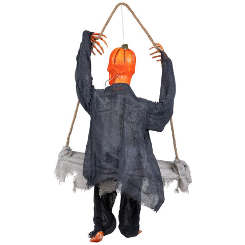 30" Animated Swinging Pumpkin Man Halloween Decoration