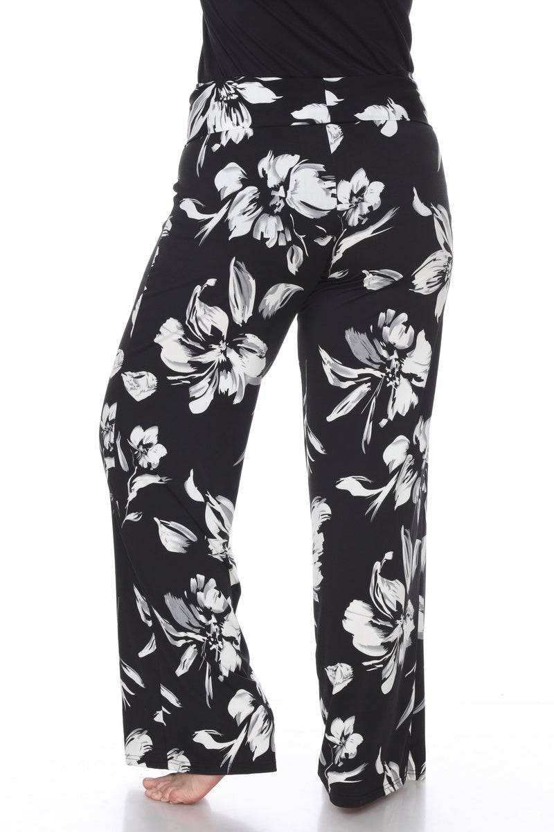  White Mark Flower Print Plus Size Palazzo Pants - 4x - Bonton