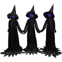 Lighted Faceless Witch Trio Outdoor Halloween Stakes - 4'