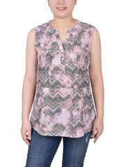 Petite Sleeveless Pintucked Blouse