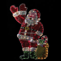 Lighted Holographic Waving Santa Claus Outdoor Christmas Decoration - 48"