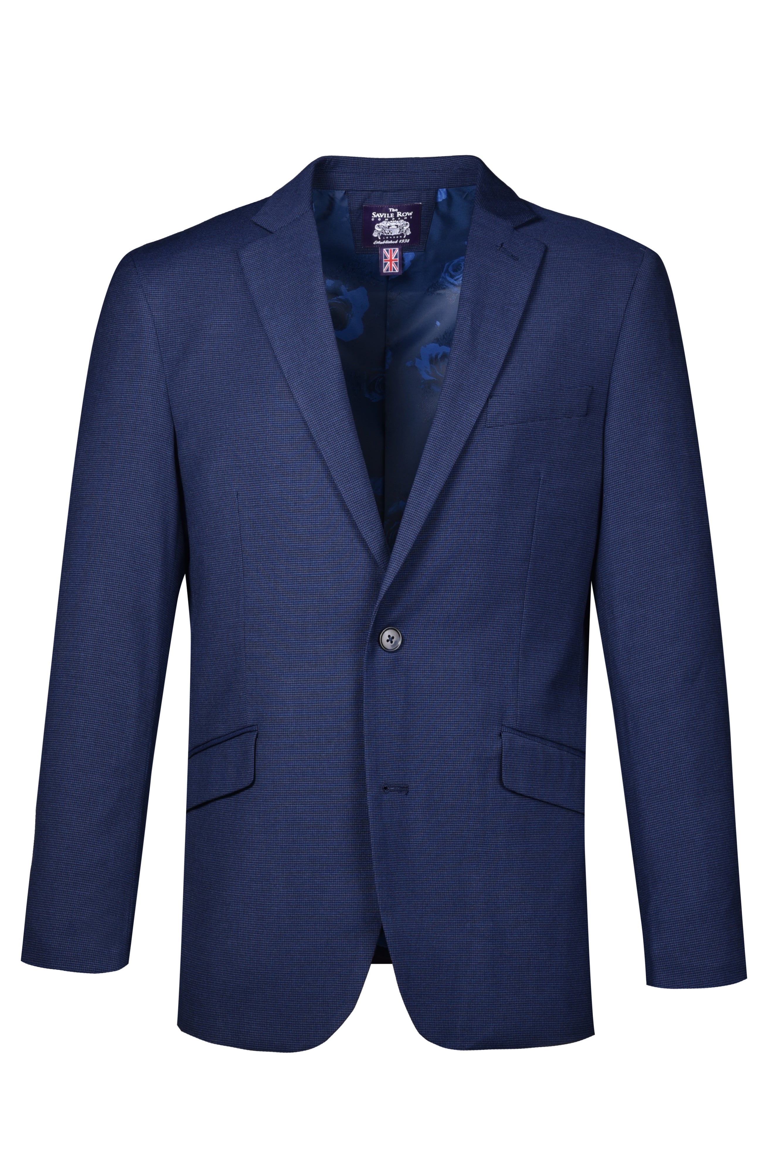  Savile Row Co Hoxton Notch Lapel Blue Check Suit - Sapphire - Bonton