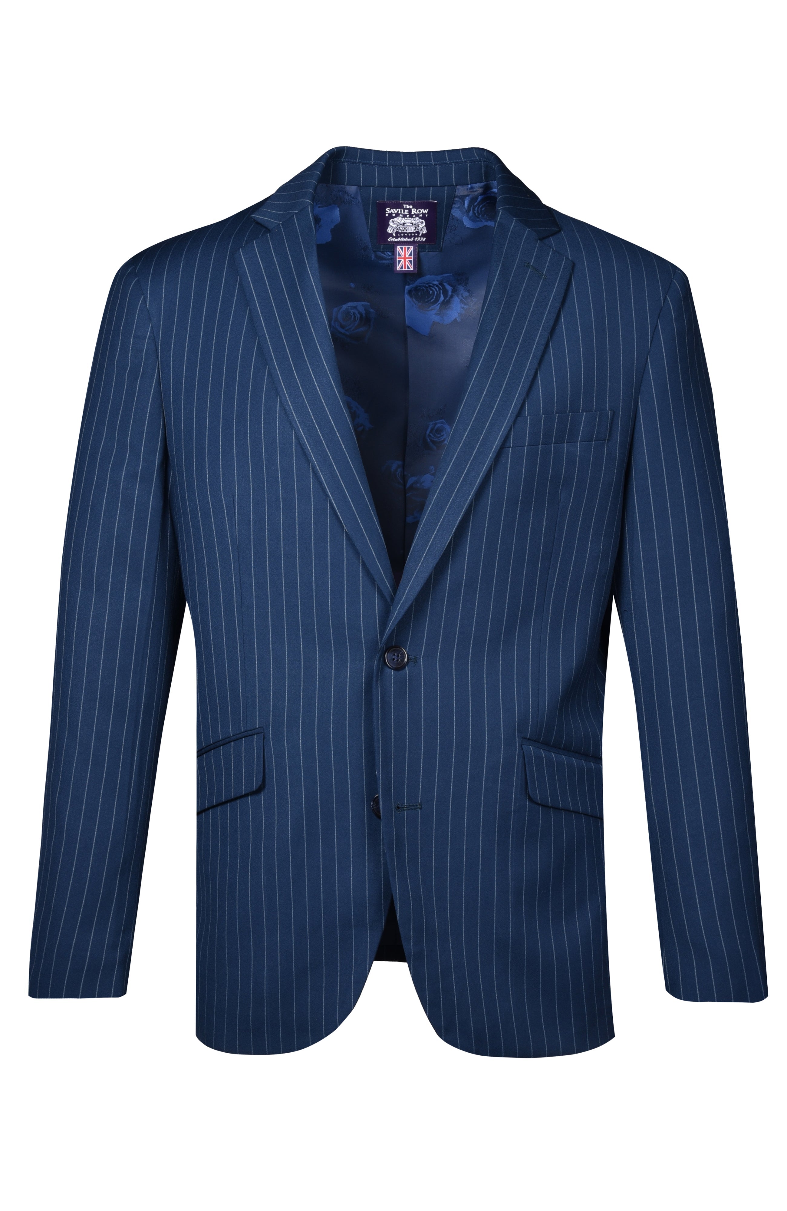  Savile Row Co Hoxton Notch Lapel Navy Chalk Stripe Suit - Navy Chalk Stripe - Bonton