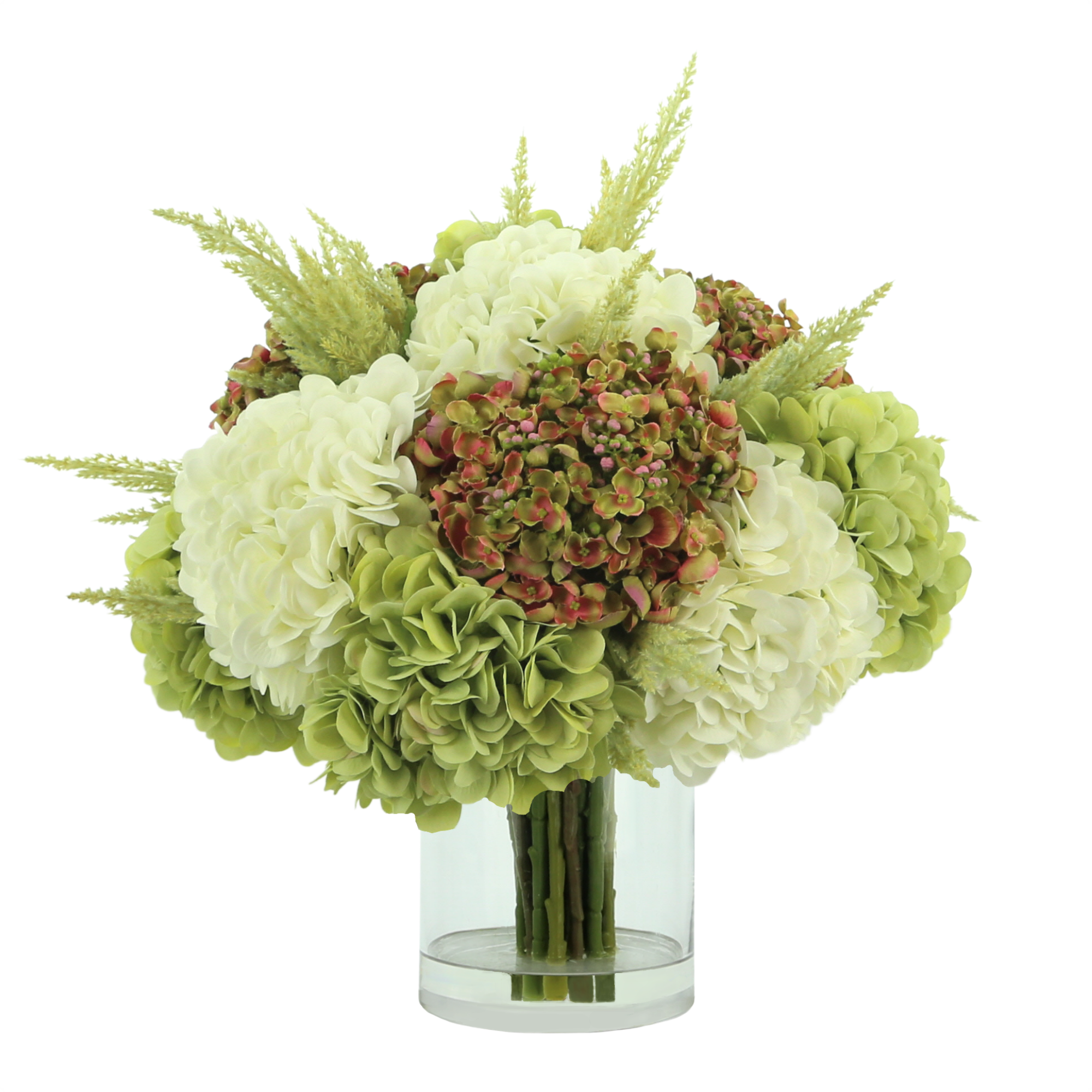  Creative Displays Assorted Hydrangeas in a Glass Vase - Multi - Bonton