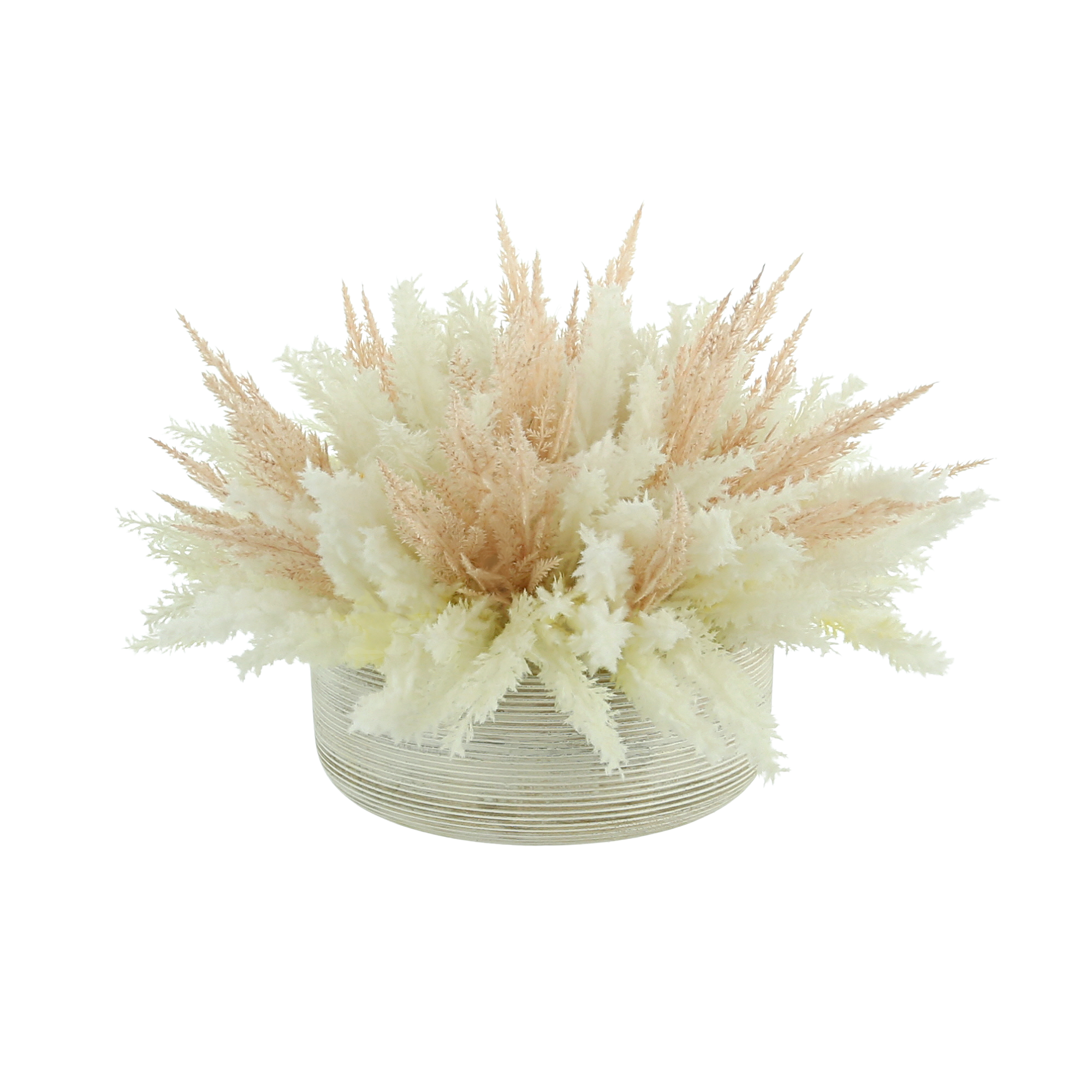  Creative Displays Assorted Pampas Arrangement in a Round Wooden Planter - Pink - Bonton