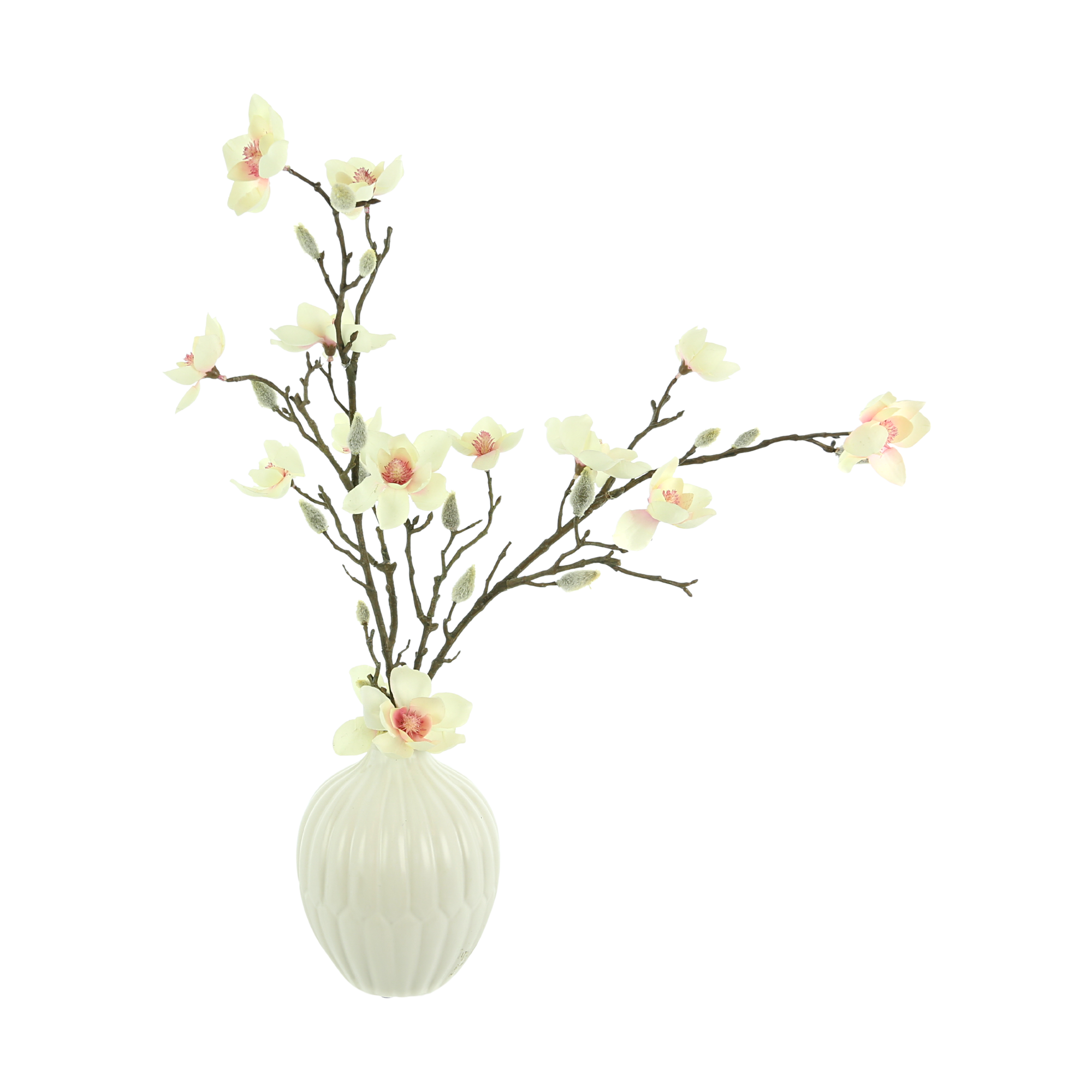  Creative Displays Butterfly Magnolia Arrangement in a Ceramic Vase - White - Bonton