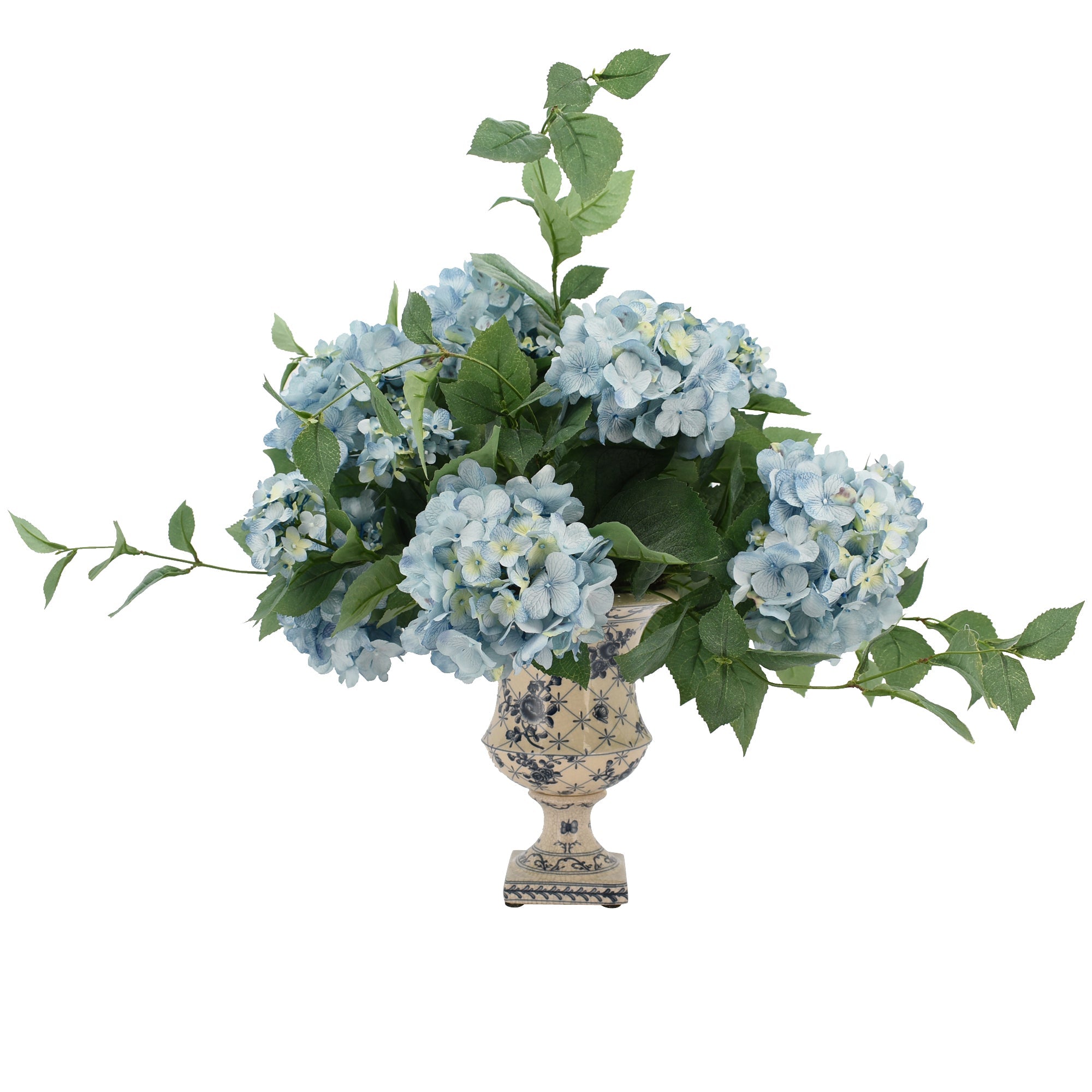  Creative Displays Hydrangea Arrangement in a Decorative Ceramic Pedestal Vase - Blue - Bonton